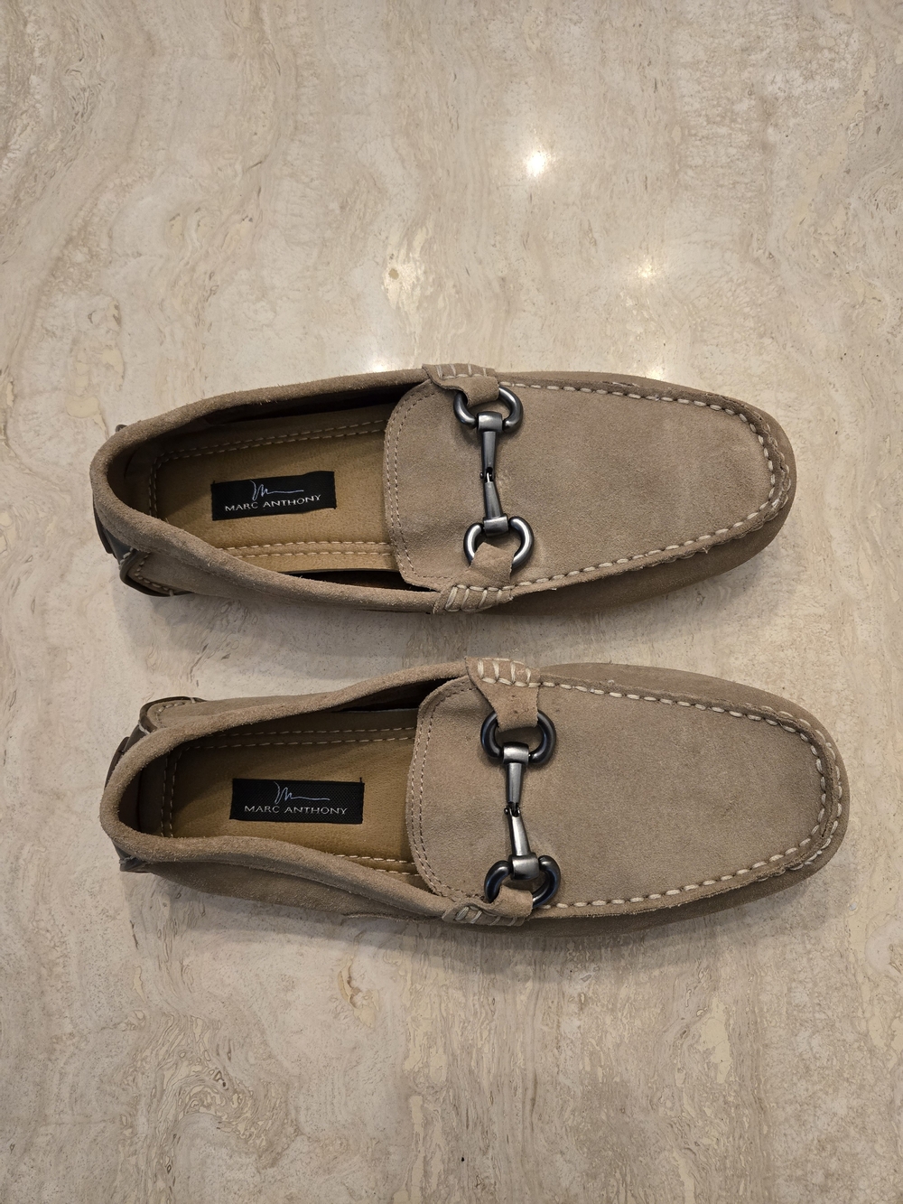 Marc Anthony Taupe Suede Bit Loafers Size 8.5 Medium